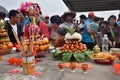 GAOZHOU, CHINA Ã¢â¬â CIRCA MARCH 2019: Sacrifical altar on the occasion of Nian Li